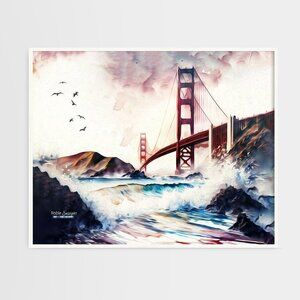 16x20 Golden Gate‎ Bridge Fantasy Art Watercolor Oil Painting Poster